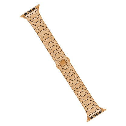 For Apple Watch SE 2023 44mm Double T Stainless Steel Watch Band(Rose Gold) - Watch Bands by PMC Jewellery | Online Shopping South Africa | PMC Jewellery