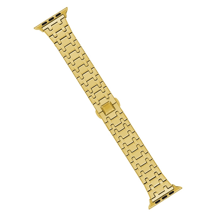 For Apple Watch SE 2023 40mm Double T Stainless Steel Watch Band(Gold) - Watch Bands by PMC Jewellery | Online Shopping South Africa | PMC Jewellery