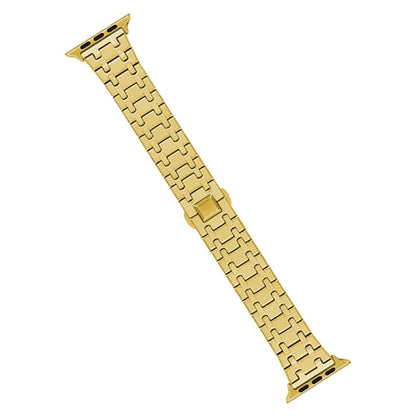 For Apple Watch Ultra 2 49mm Double T Stainless Steel Watch Band(Gold) - Watch Bands by PMC Jewellery | Online Shopping South Africa | PMC Jewellery