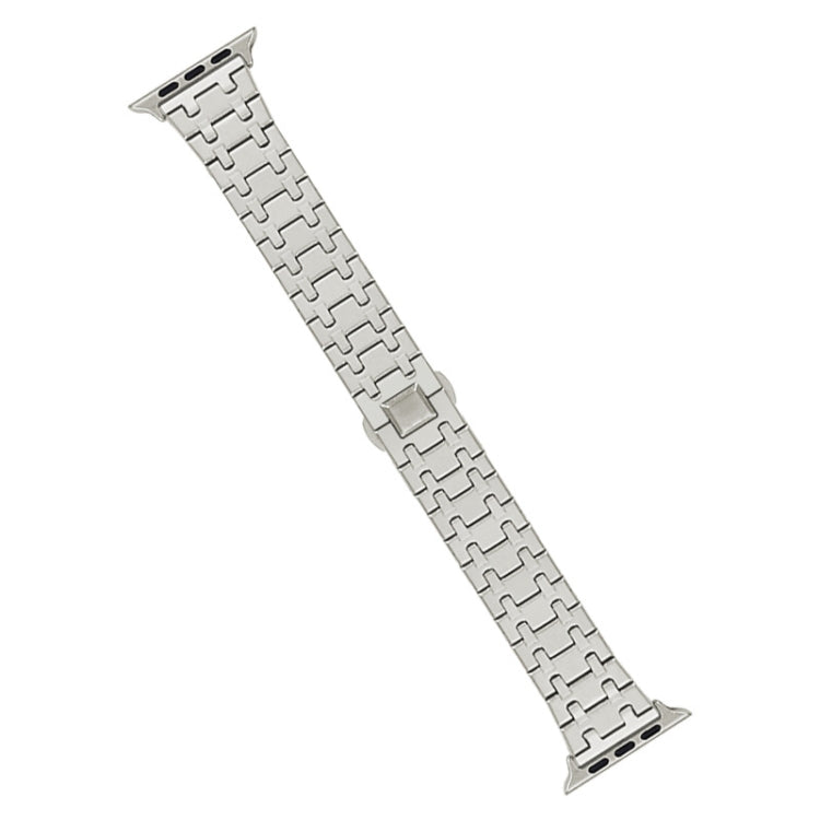 For Apple Watch Ultra 49mm Double T Stainless Steel Watch Band(Starlight) - Watch Bands by PMC Jewellery | Online Shopping South Africa | PMC Jewellery