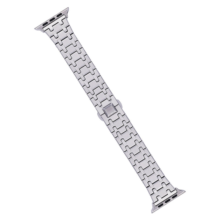 For Apple Watch Series 7 41mm Double T Stainless Steel Watch Band(Silver) - Watch Bands by PMC Jewellery | Online Shopping South Africa | PMC Jewellery