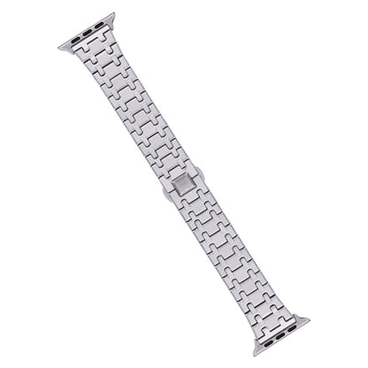 For Apple Watch SE 44mm Double T Stainless Steel Watch Band(Silver) - Watch Bands by PMC Jewellery | Online Shopping South Africa | PMC Jewellery