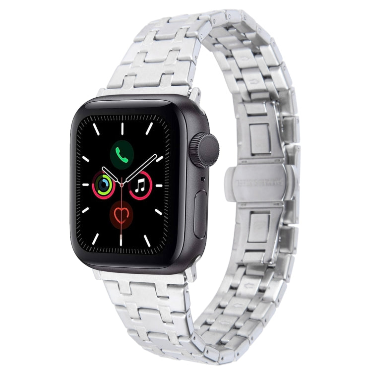 For Apple Watch Series 5 44mm Double T Stainless Steel Watch Band(Silver) - Watch Bands by PMC Jewellery | Online Shopping South Africa | PMC Jewellery