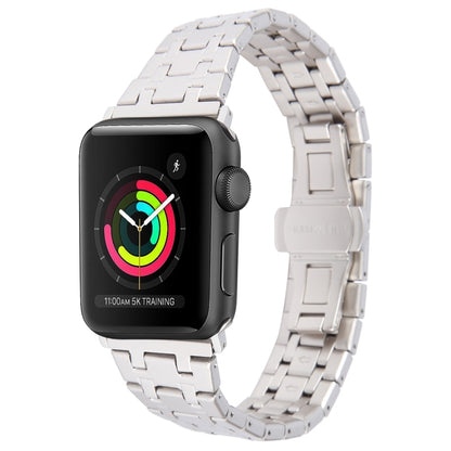 For Apple Watch Series 3 38mm Double T Stainless Steel Watch Band(Starlight) - Watch Bands by PMC Jewellery | Online Shopping South Africa | PMC Jewellery