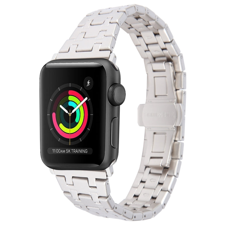 For Apple Watch Series 2 42mm Double T Stainless Steel Watch Band(Starlight) - Watch Bands by PMC Jewellery | Online Shopping South Africa | PMC Jewellery