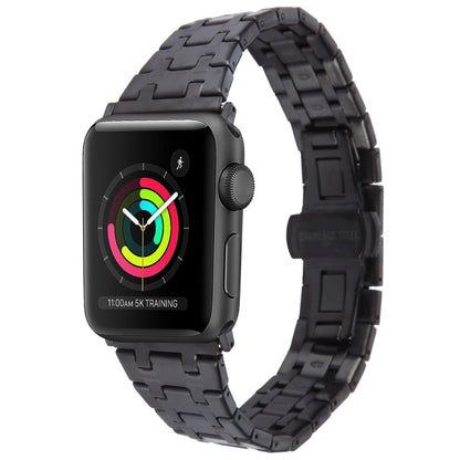 For Apple Watch 42mm Double T Stainless Steel Watch Band(Black) - Watch Bands by PMC Jewellery | Online Shopping South Africa | PMC Jewellery