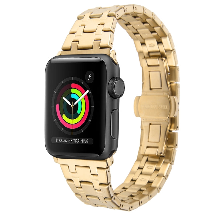 For Apple Watch 38mm Double T Stainless Steel Watch Band(Gold) - Watch Bands by PMC Jewellery | Online Shopping South Africa | PMC Jewellery