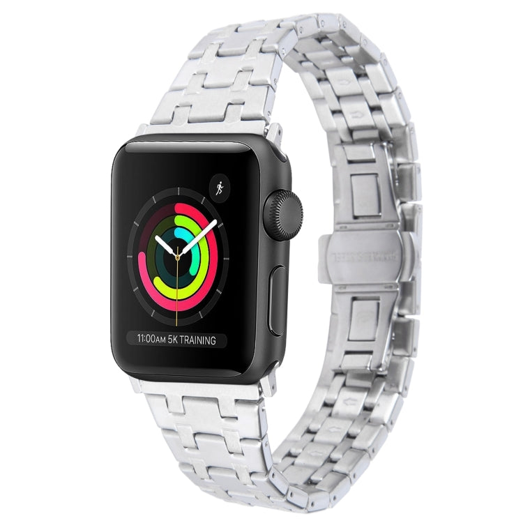 For Apple Watch 38mm Double T Stainless Steel Watch Band(Silver) - Watch Bands by PMC TechLife | Online Shopping South Africa | PMC TechLife