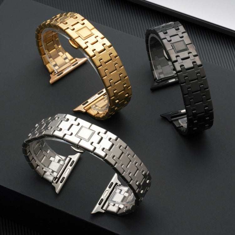 For Apple Watch 38mm Double T Stainless Steel Watch Band(Starlight) - Watch Bands by PMC TechLife | Online Shopping South Africa | PMC TechLife