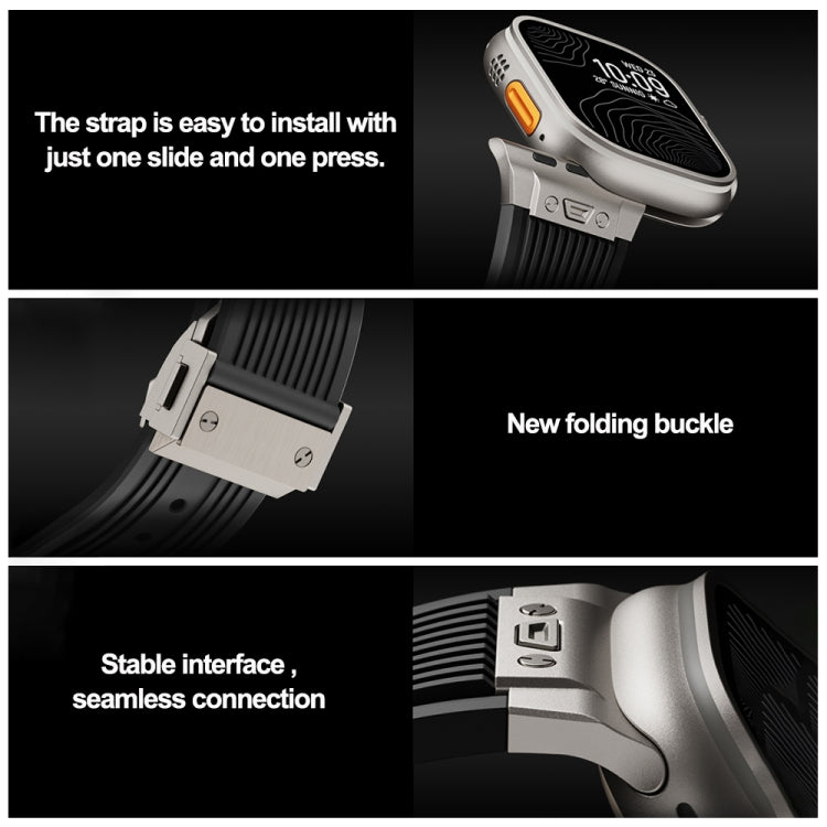 For Apple Watch SE 44mm Vertical Texture Titanium Buckle Elastic Silicone Watch Band(Orange) - Watch Bands by PMC TechLife | Online Shopping South Africa | PMC TechLife | Buy Now Pay Later Mobicred