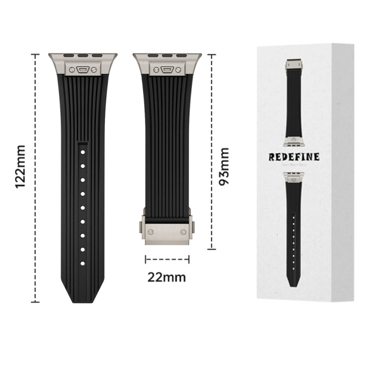 For Apple Watch Series 3 42mm Vertical Texture Titanium Buckle Elastic Silicone Watch Band(Grey) - free shipping - PMC TechLife - Order now!