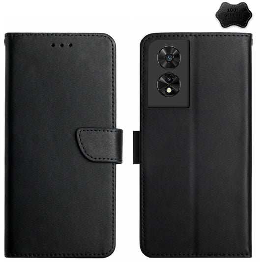 For TCL 505 Genuine Leather Fingerprint-proof Flip Phone Case(Black) - More Brand by PMC Jewellery | Online Shopping South Africa | PMC Jewellery | Buy Now Pay Later Mobicred