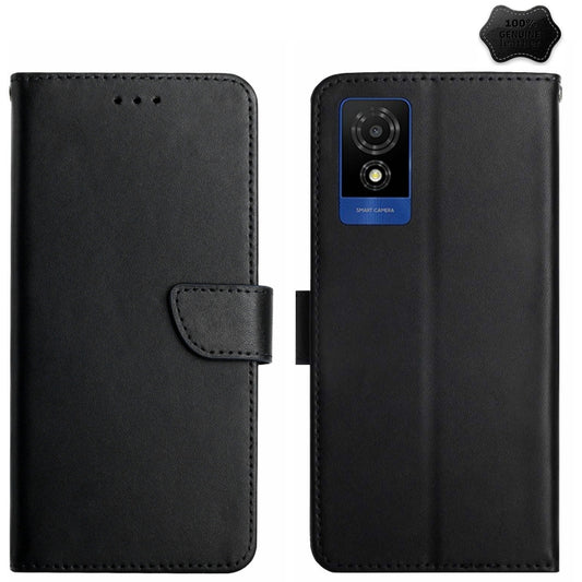 For TCL 502 Genuine Leather Fingerprint-proof Flip Phone Case(Black) - More Brand by PMC Jewellery | Online Shopping South Africa | PMC Jewellery | Buy Now Pay Later Mobicred