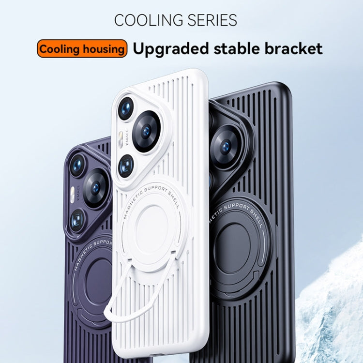 For Huawei Pura 70 Cooling MagSafe Magnetic Ring Holder PC Phone Case(Black) - Huawei Cases by PMC Jewellery | Online Shopping South Africa | PMC Jewellery | Buy Now Pay Later Mobicred