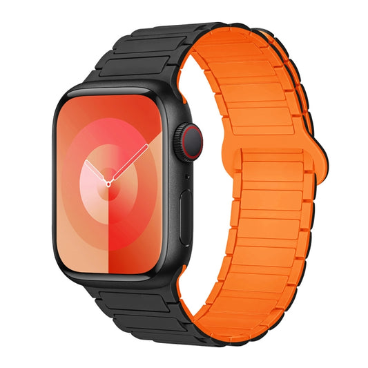 For Apple Watch SE 2023 40mm I-Shaped Magnetic Silicone Watch Band(Black Orange) - Watch Bands by PMC Jewellery | Online Shopping South Africa | PMC Jewellery