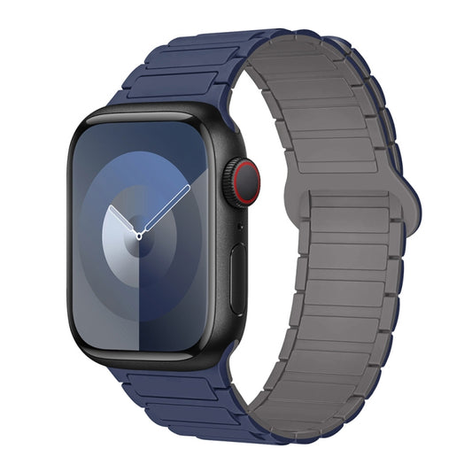 For Apple Watch Series 9 45mm I-Shaped Magnetic Silicone Watch Band(Indigo Gray) - Watch Bands by PMC Jewellery | Online Shopping South Africa | PMC Jewellery