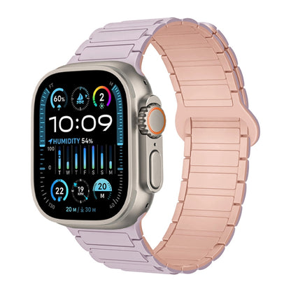 For Apple Watch Ultra 49mm I-Shaped Magnetic Silicone Watch Band(Light Purple Pink) - Watch Bands by PMC Jewellery | Online Shopping South Africa | PMC Jewellery