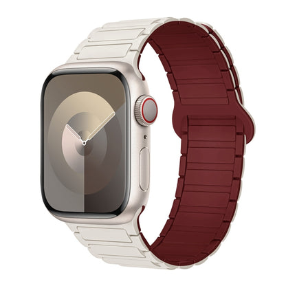 For Apple Watch SE 2022 40mm I-Shaped Magnetic Silicone Watch Band(Starlight Wine Red) - Watch Bands by PMC Jewellery | Online Shopping South Africa | PMC Jewellery