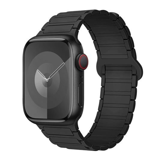 For Apple Watch SE 2022 44mm I-Shaped Magnetic Silicone Watch Band(Black) - Watch Bands by PMC Jewellery | Online Shopping South Africa | PMC Jewellery