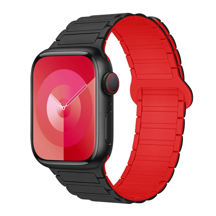 For Apple Watch Series 4 40mm I-Shaped Magnetic Silicone Watch Band(Black Red) - Watch Bands by PMC Jewellery | Online Shopping South Africa | PMC Jewellery