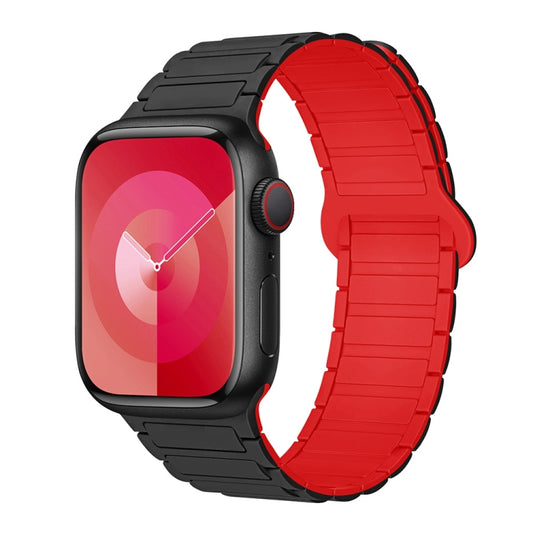 For Apple Watch Series 2 38mm I-Shaped Magnetic Silicone Watch Band(Black Red) - Watch Bands by PMC Jewellery | Online Shopping South Africa | PMC Jewellery