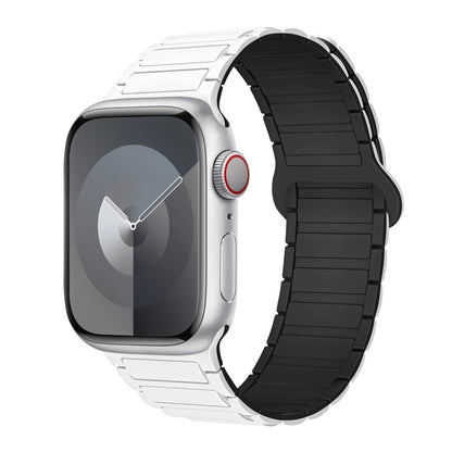 For Apple Watch 38mm I-Shaped Magnetic Silicone Watch Band(White Black) - Watch Bands by PMC Jewellery | Online Shopping South Africa | PMC Jewellery