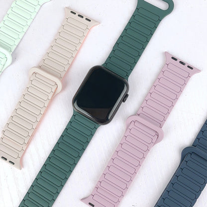 For Apple Watch Series 4 40mm I-Shaped Magnetic Silicone Watch Band(Mint White) - Watch Bands by PMC Jewellery | Online Shopping South Africa | PMC Jewellery