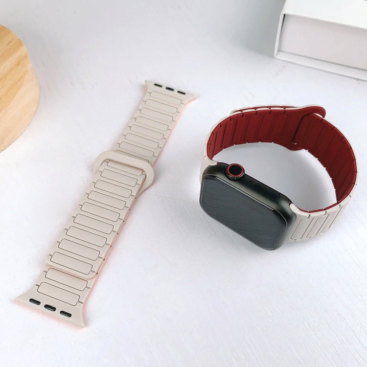 For Apple Watch 38mm I-Shaped Magnetic Silicone Watch Band(White Black) - Watch Bands by PMC TechLife | Online Shopping South Africa | PMC TechLife