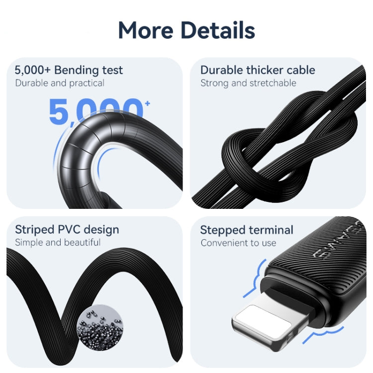 USAMS US-SJ689 USB to 8 Pin 2.4A Striped Fast Charge Data Cable, Length:1m(Pink) - Normal Style Cable by USAMS | Online Shopping South Africa | PMC Jewellery | Buy Now Pay Later Mobicred