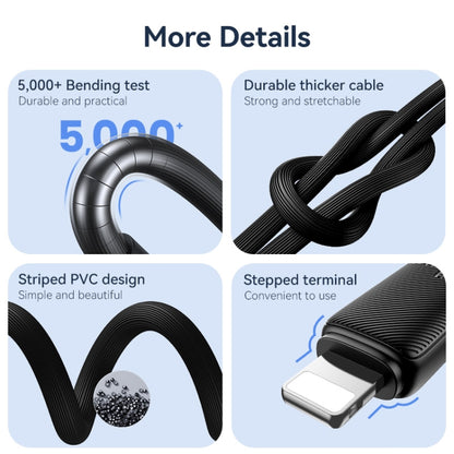 USAMS US-SJ697 USB-C / Type-C to 8 Pin 30W Striped Fast Charge Data Cable, Length:2m(Blue) - 2 in 1 Cable by USAMS | Online Shopping South Africa | PMC Jewellery | Buy Now Pay Later Mobicred