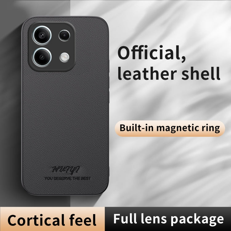 For Redmi Note 13 4G HUIYI Leather Magnetic Phone Case(Black) - Xiaomi Cases by PMC TechLife | Online Shopping South Africa | PMC TechLife | Buy Now Pay Later Mobicred
