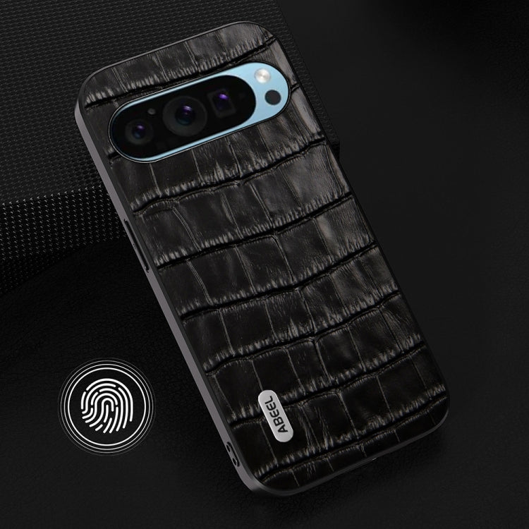 For Google Pixel 9 Pro ABEEL Crocodile Texture Genuine Leather Phone Case(Black) - Google Cases by PMC Jewellery | Online Shopping South Africa | PMC Jewellery | Buy Now Pay Later Mobicred