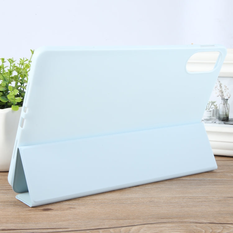 For Huawei MatePad SE 11 2024 Tri-fold Silicone Leather Tablet Case(Ice Blue) - Huawei by PMC Jewellery | Online Shopping South Africa | PMC Jewellery | Buy Now Pay Later Mobicred