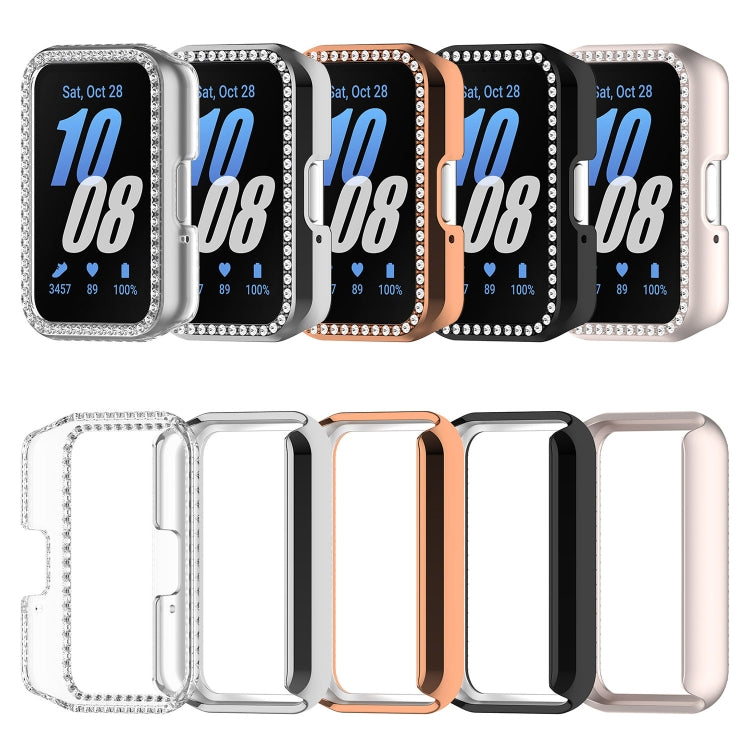 For Samsung Galaxy Fit 3 Diamond Half Pack Hollow PC Watch Protective Case(Silver) - Watch Cases by PMC TechLife | Online Shopping South Africa | PMC TechLife