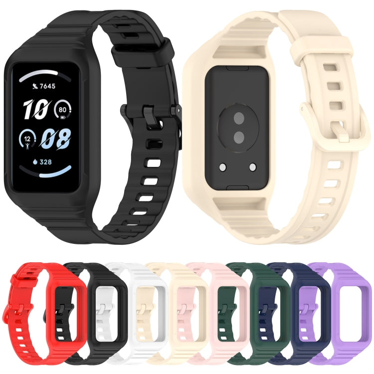 For Honor Band 9 Armor Integrated Silicone Watch Band(Light Pink) - Watch Bands by PMC TechLife | Online Shopping South Africa | PMC TechLife
