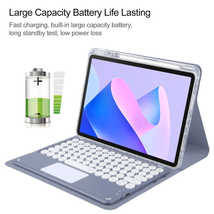 For Huawei MatePad 11 2023 / 2021 Round Button Bluetooth Keyboard Rotatable Holder Leather Case with Touchpad(Lavender Purple) - Huawei Keyboard by PMC TechLife | Online Shopping South Africa | PMC TechLife
