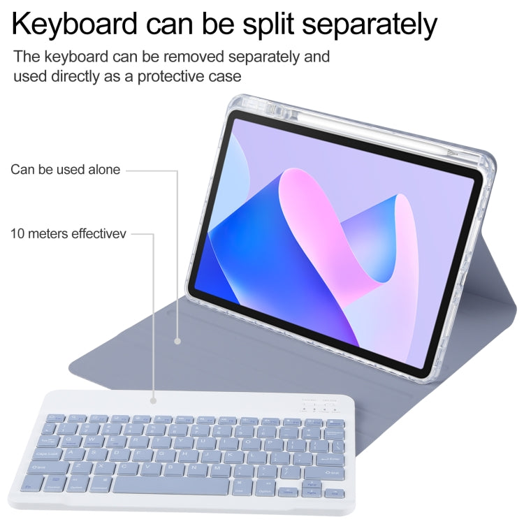 For Huawei MatePad 11 2023 / 2021 Square Button Bluetooth Keyboard Rotatable Holder Leather Case(Lavender Purple) - Huawei Keyboard by PMC TechLife | Online Shopping South Africa | PMC TechLife