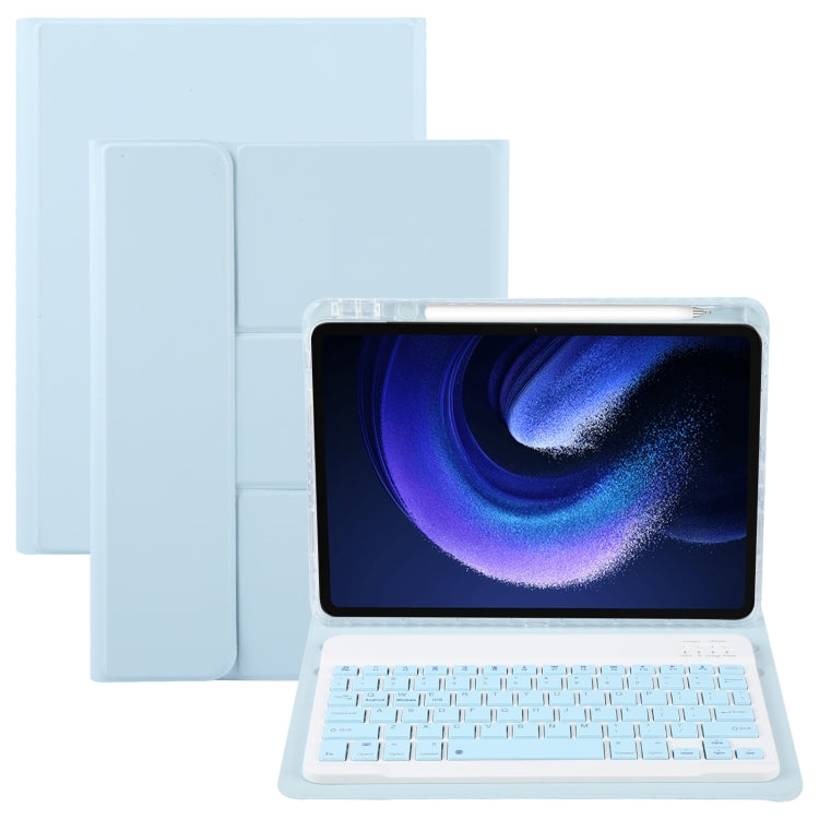 For Xiaomi Pad 6 Square Button Bluetooth Keyboard Rotatable Holder Leather Case(Sky Blue) - Xiaomi Keyboard by PMC TechLife | Online Shopping South Africa | PMC TechLife | Buy Now Pay Later Mobicred