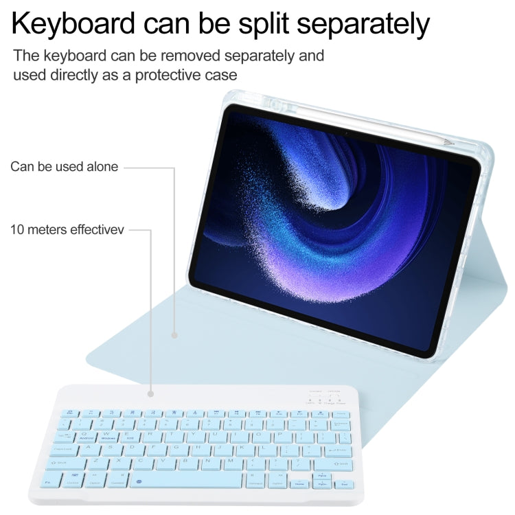 For Xiaomi Pad 6 Square Button Bluetooth Keyboard Rotatable Holder Leather Case(Sky Blue) - Xiaomi Keyboard by PMC TechLife | Online Shopping South Africa | PMC TechLife | Buy Now Pay Later Mobicred