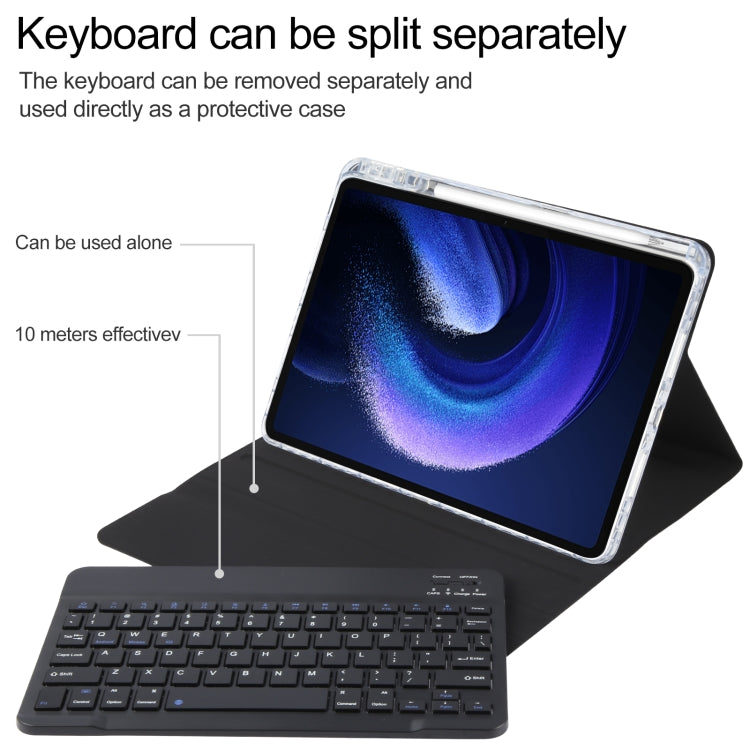 For Xiaomi Pad 6 Square Button Bluetooth Keyboard Rotatable Holder Leather Case(Black) - Others Keyboard by PMC TechLife | Online Shopping South Africa | PMC TechLife
