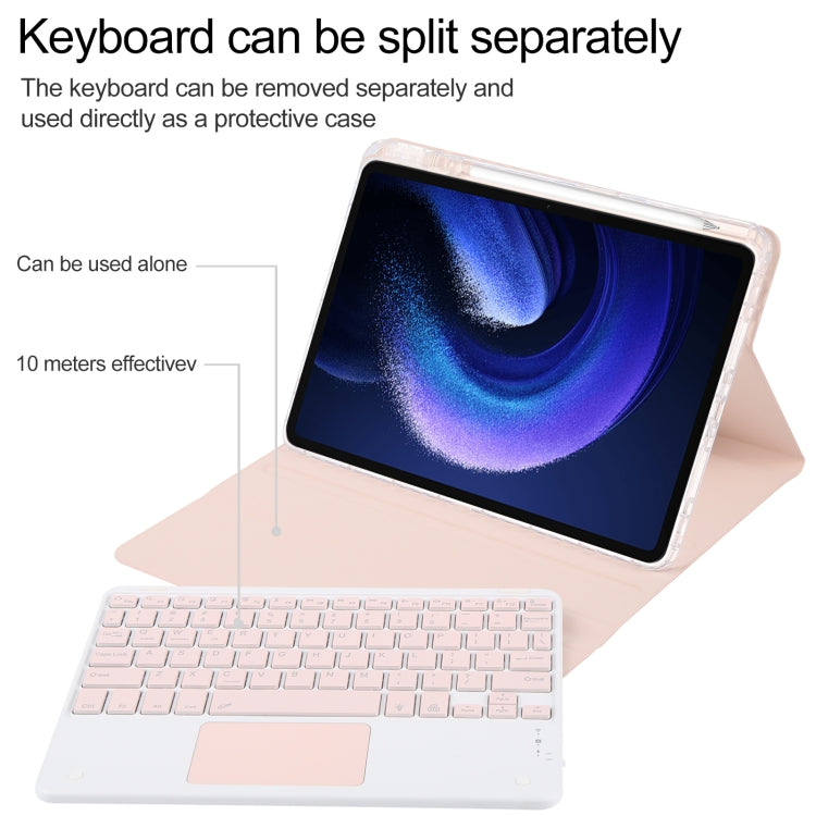 For Xiaomi Pad 6 Square Button Bluetooth Keyboard Rotatable Holder Leather Case with Touchpad(Rose Gold) - free shipping - PMC TechLife - Order now!