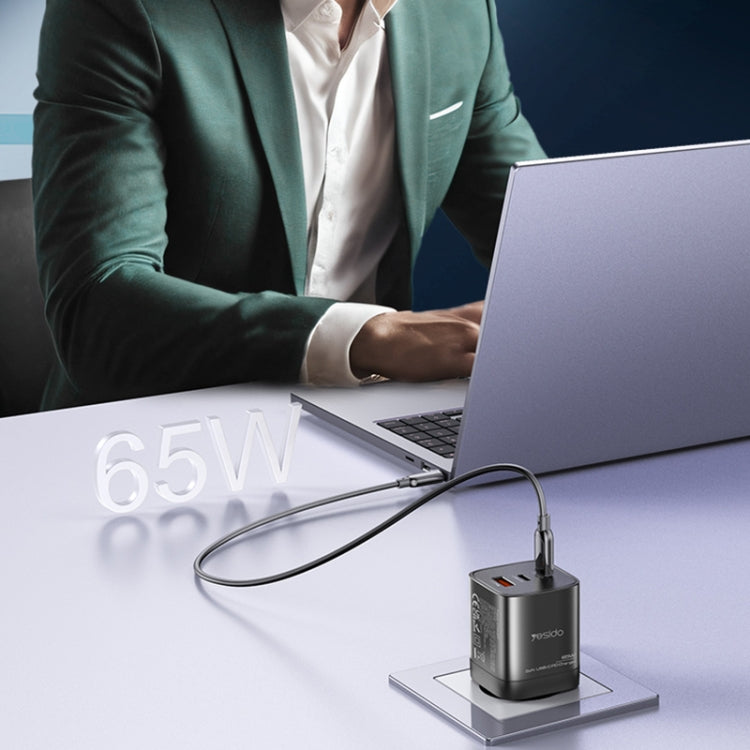 Yesido YC65 PD65W Three Port Type-C GaN Charger, EU Plug - USB Charger by Yesido | Online Shopping South Africa | PMC Jewellery