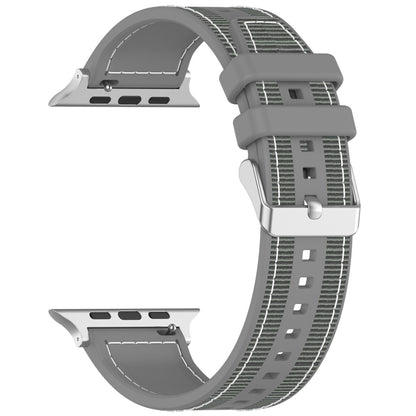 For Apple Watch Series 8 45mm Ordinary Buckle Hybrid Nylon Braid Silicone Watch Band(Grey) - Watch Bands by PMC Jewellery | Online Shopping South Africa | PMC Jewellery