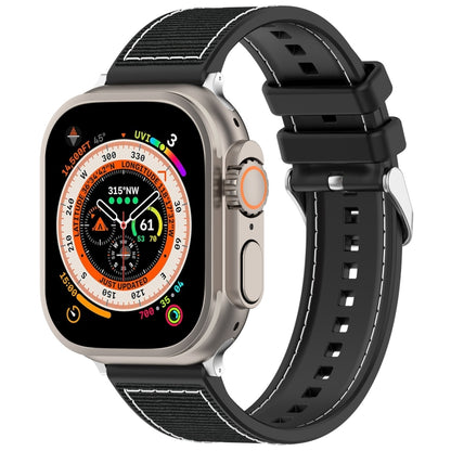 For Apple Watch SE 2022 40mm Ordinary Buckle Hybrid Nylon Braid Silicone Watch Band(Black) - Watch Bands by PMC Jewellery | Online Shopping South Africa | PMC Jewellery