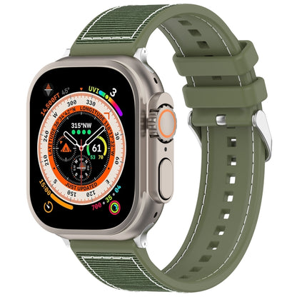 For Apple Watch Series 7 45mm Ordinary Buckle Hybrid Nylon Braid Silicone Watch Band(Green) - Watch Bands by PMC Jewellery | Online Shopping South Africa | PMC Jewellery