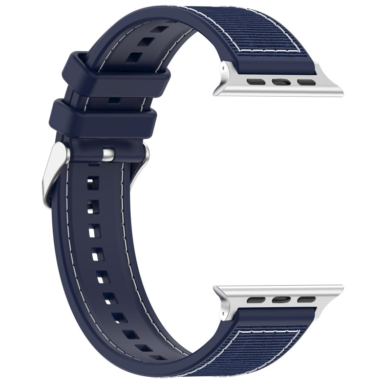 For Apple Watch SE 40mm Ordinary Buckle Hybrid Nylon Braid Silicone Watch Band(Midnight Blue) - Watch Bands by PMC Jewellery | Online Shopping South Africa | PMC Jewellery