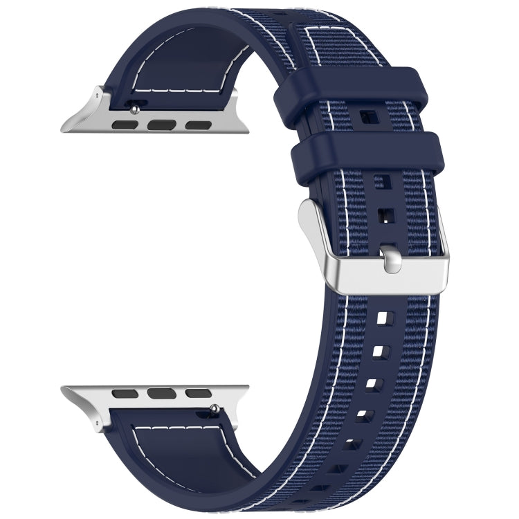 For Apple Watch Series 6 40mm Ordinary Buckle Hybrid Nylon Braid Silicone Watch Band(Midnight Blue) - Watch Bands by PMC Jewellery | Online Shopping South Africa | PMC Jewellery