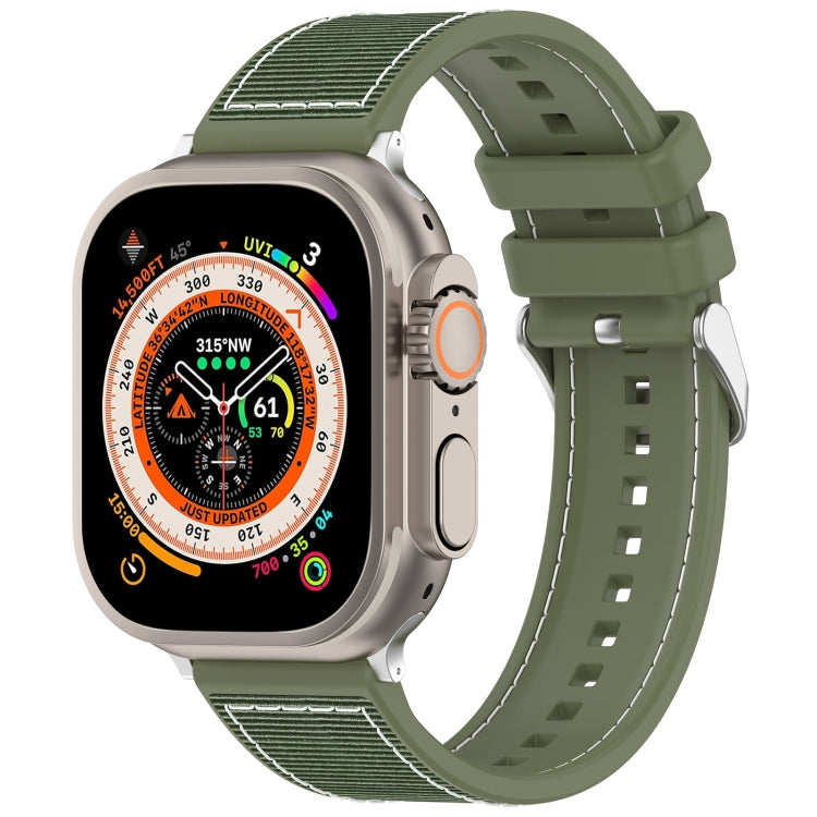 For Apple Watch Series 5 44mm Ordinary Buckle Hybrid Nylon Braid Silicone Watch Band(Green) - Watch Bands by PMC Jewellery | Online Shopping South Africa | PMC Jewellery