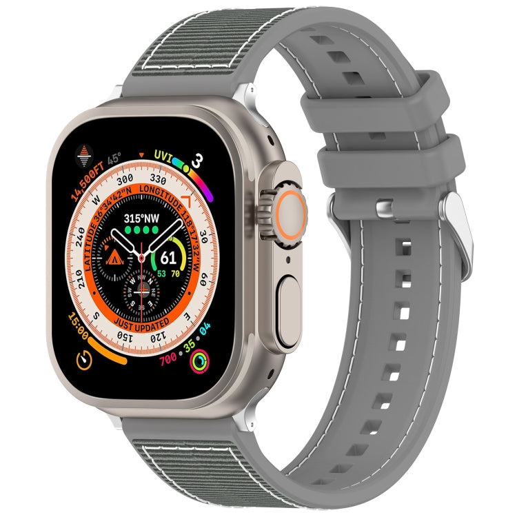 For Apple Watch Series 3 42mm Ordinary Buckle Hybrid Nylon Braid Silicone Watch Band(Grey) - Watch Bands by PMC Jewellery | Online Shopping South Africa | PMC Jewellery