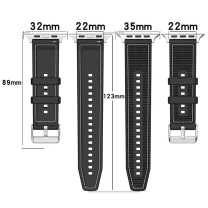 For Apple Watch Series 8 45mm Ordinary Buckle Hybrid Nylon Braid Silicone Watch Band(Grey) - Watch Bands by PMC Jewellery | Online Shopping South Africa | PMC Jewellery